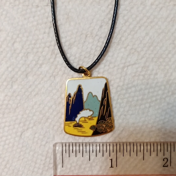 *3/$20* New Cloisonne Pendant choker corded necklace vintage - Picture 7 of 8